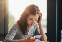 Girl uses a cell phone
