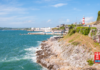 Coastline in Plymouth with its iconic lighthouse.