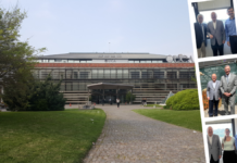 Camino de entrada al edificio central de la Pontificia Universidad Católica Argentina.